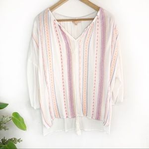 GIBSON LATIMER• embroidered white top